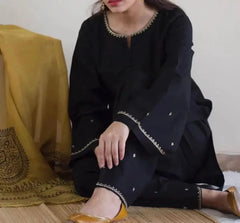 Grace W345-Embroidered 3pc Marina dress with Printed Marina dupatta.