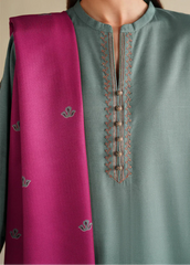 Grace Z-(S1325)- Stitched Embroidered 3pc Lawn Dress With Printed Lawn Dupatta.