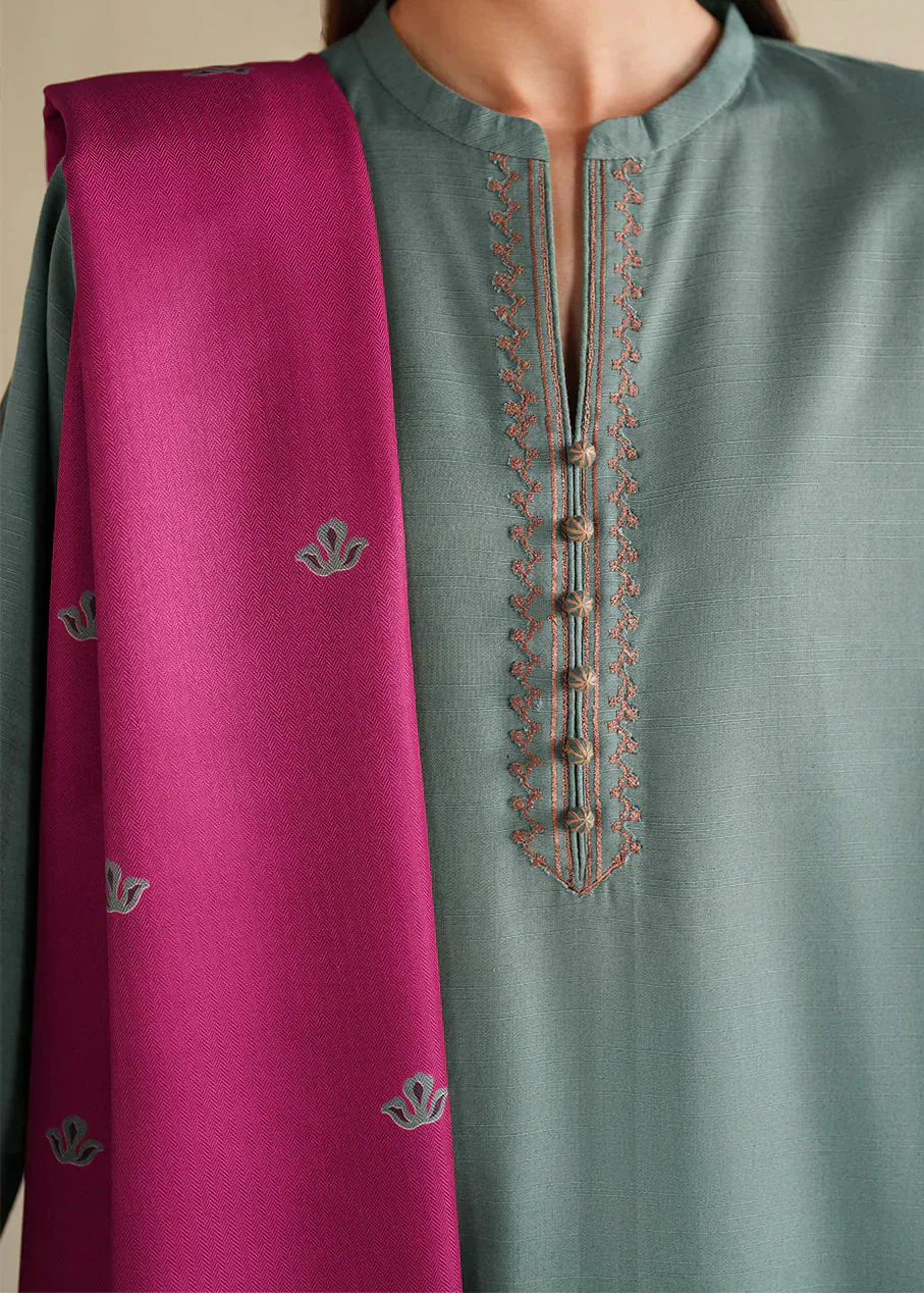 Grace Z-(S1325)- Stitched Embroidered 3pc Lawn Dress With Printed Lawn Dupatta.