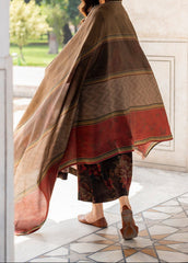 Grace W763 - Printed & Embroidered 3pc Karandi Dress With Printed Karandi Shawl.
