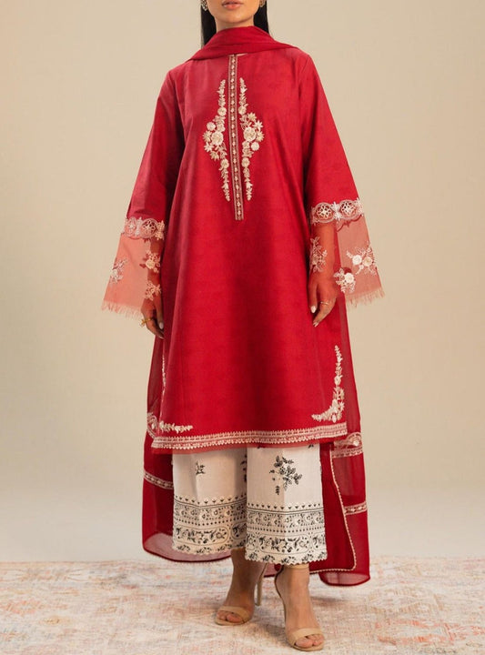 Grace S702-Embroidered 3pc lawn dress with Embroidered chiffon dupatta.
