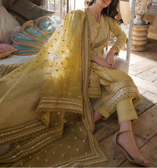 Grace S1131-Embroidered 3pc Lawn Dress With Embroidered Organza Dupatta.