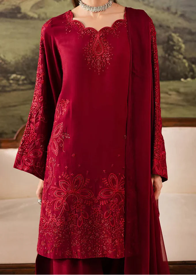 Grace W933-Embroidered 3pc Marina Dress With Embroidered Chiffon Dupatta.