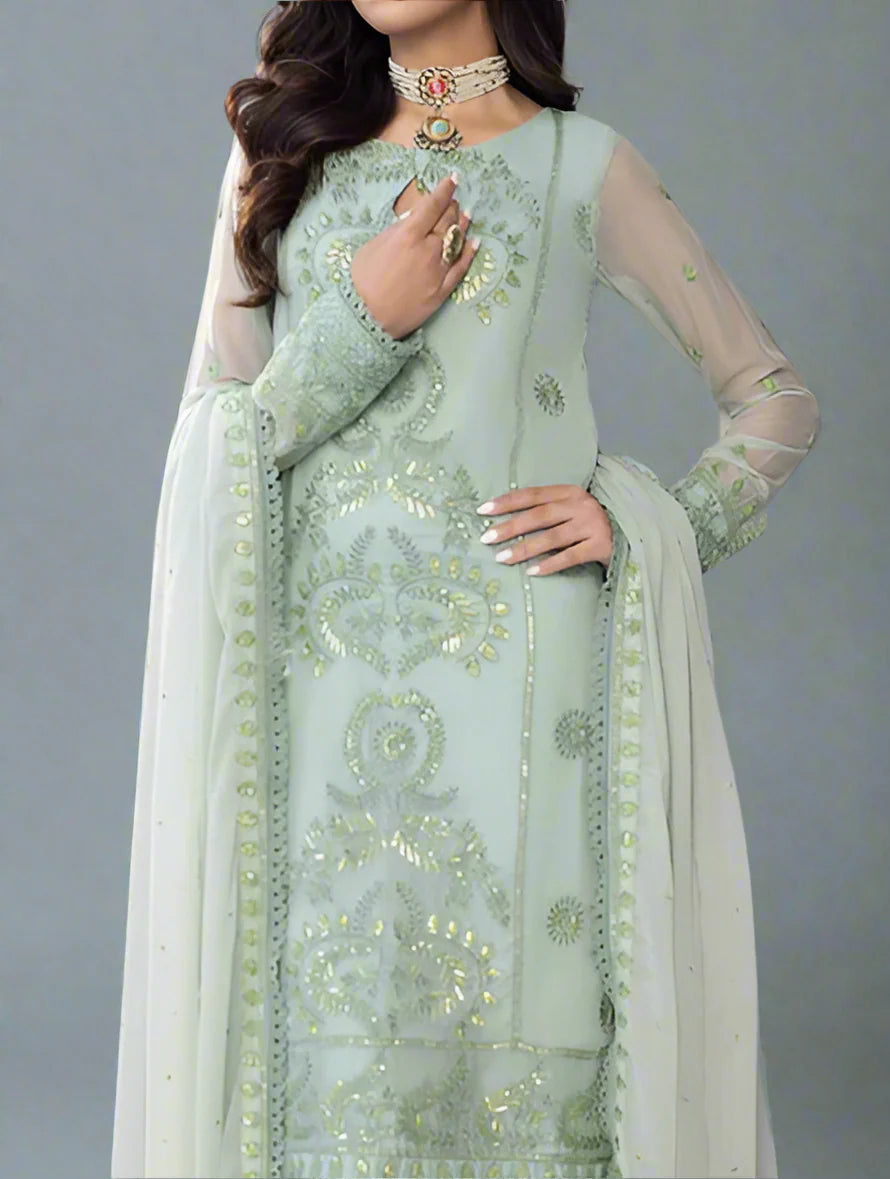 Oceania-Embroidered Chiffon Unstitched 3Pc Suit.