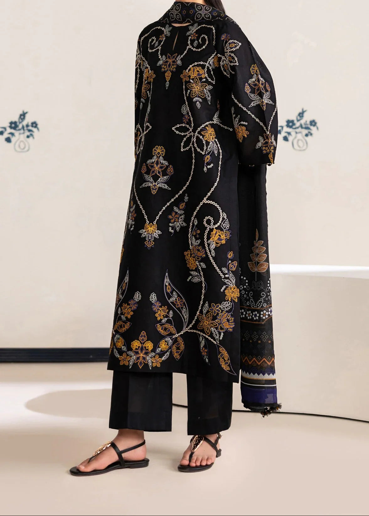 Grace Z-(S1494) - Stitched Embroidered 3pc Lawn Dress With Printed Lawn Dupatta.