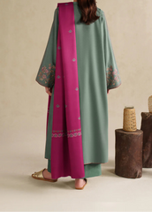 Grace Z-(W978) - Stitched Embroidered 3pc Marina Dress With Printed Shawl.