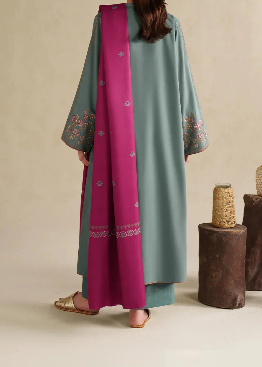 Grace Z-(S1325)- Stitched Embroidered 3pc Lawn Dress With Printed Lawn Dupatta.