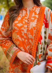 Grace S1316 - Printed & Embroidered 3pc Lawn Dress With Embroidered  Sequence Chiffon Dupatta.