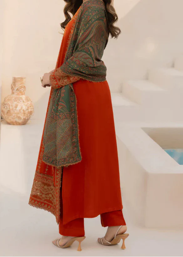 Grace W788-Embroidered 3pc Marina Dress With Printed Shawl.