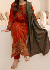 Grace W788-Embroidered 3pc Marina Dress With Printed Shawl.