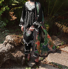 Grace S1481 - Embroidered 3pc Lawn Dress With Printed Lawn Dupatta.