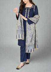 Grace W494-Embroidered 3pc khaddar dress With Printed shawl.