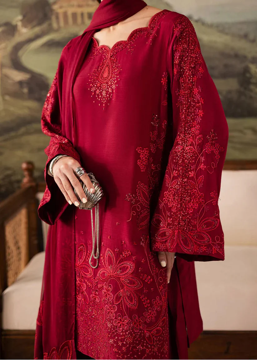 Grace W933-Embroidered 3pc Marina Dress With Embroidered Chiffon Dupatta.