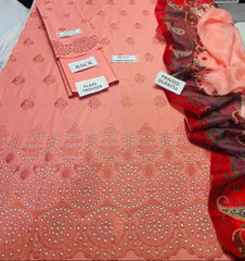 Grace S952-Embroidered 3PC CHIKANKARI Lawn Dress With Printed Munar Dupatta.