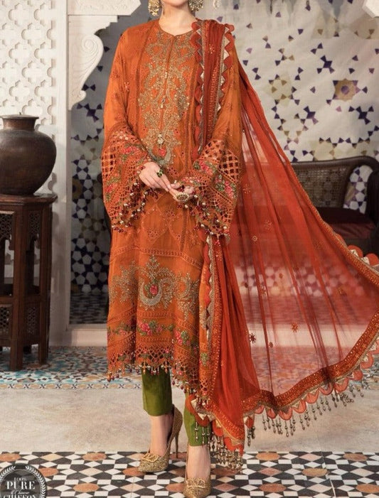 Grace S663-Embroidered 3PC Lawn dress with Embroidered chiffon dupatta.