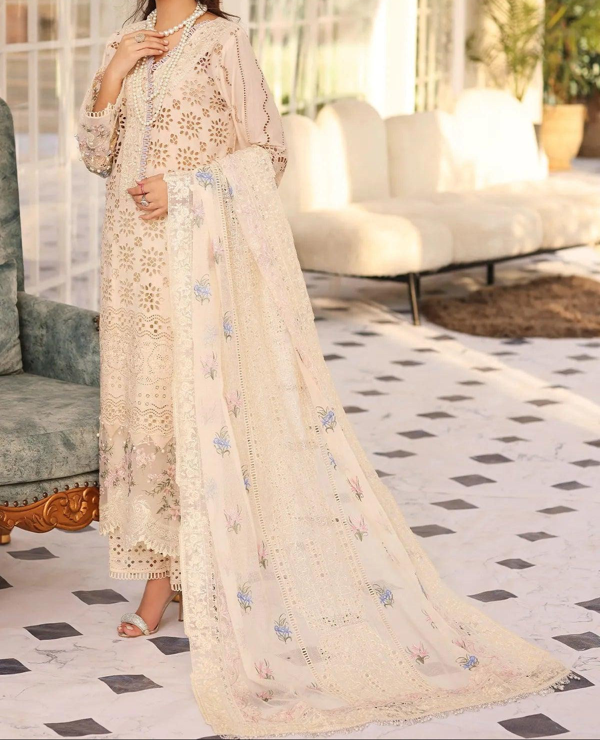 Grace S1496 - Embroidered 3pc CHIKANKARI Lawn Dress With Printed Lawn Dupatta.