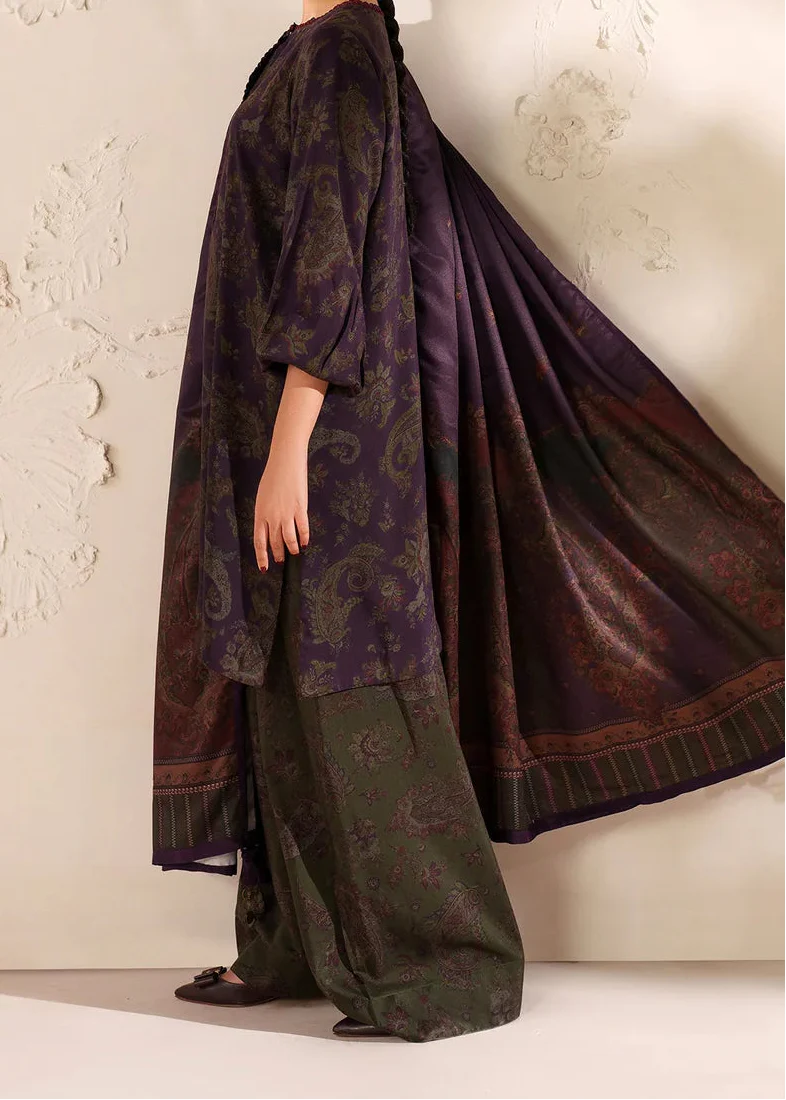 Grace W840 - Digital Printed 3pc Karandi Dress With Digital Printed Karandi Shawl.