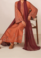 Grace Z-(S1377 )- Stitched Embroidered 3pc Lawn Dress With Printed Chiffon Dupatta.