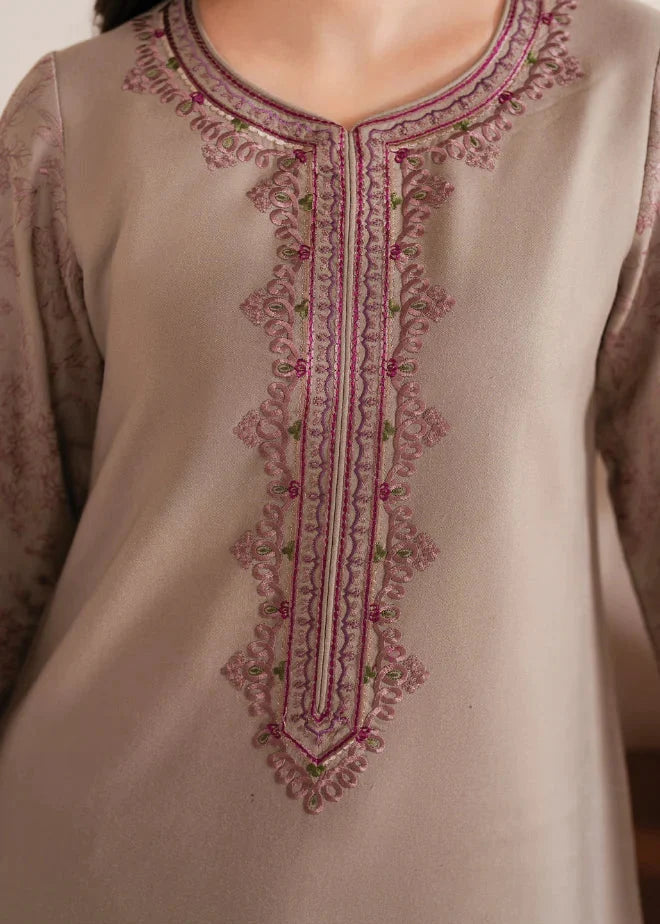 Grace Z-(W755 ) - Stitched Embroidered 3pc Marina Dress With Printed Shawl.