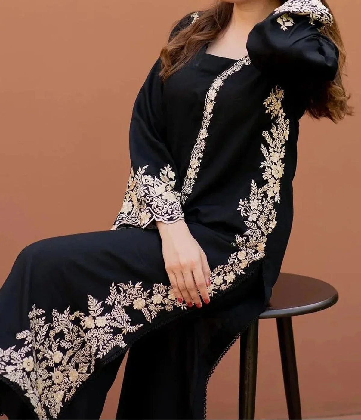 Grace W678- Embroidered 2pc Linen dress