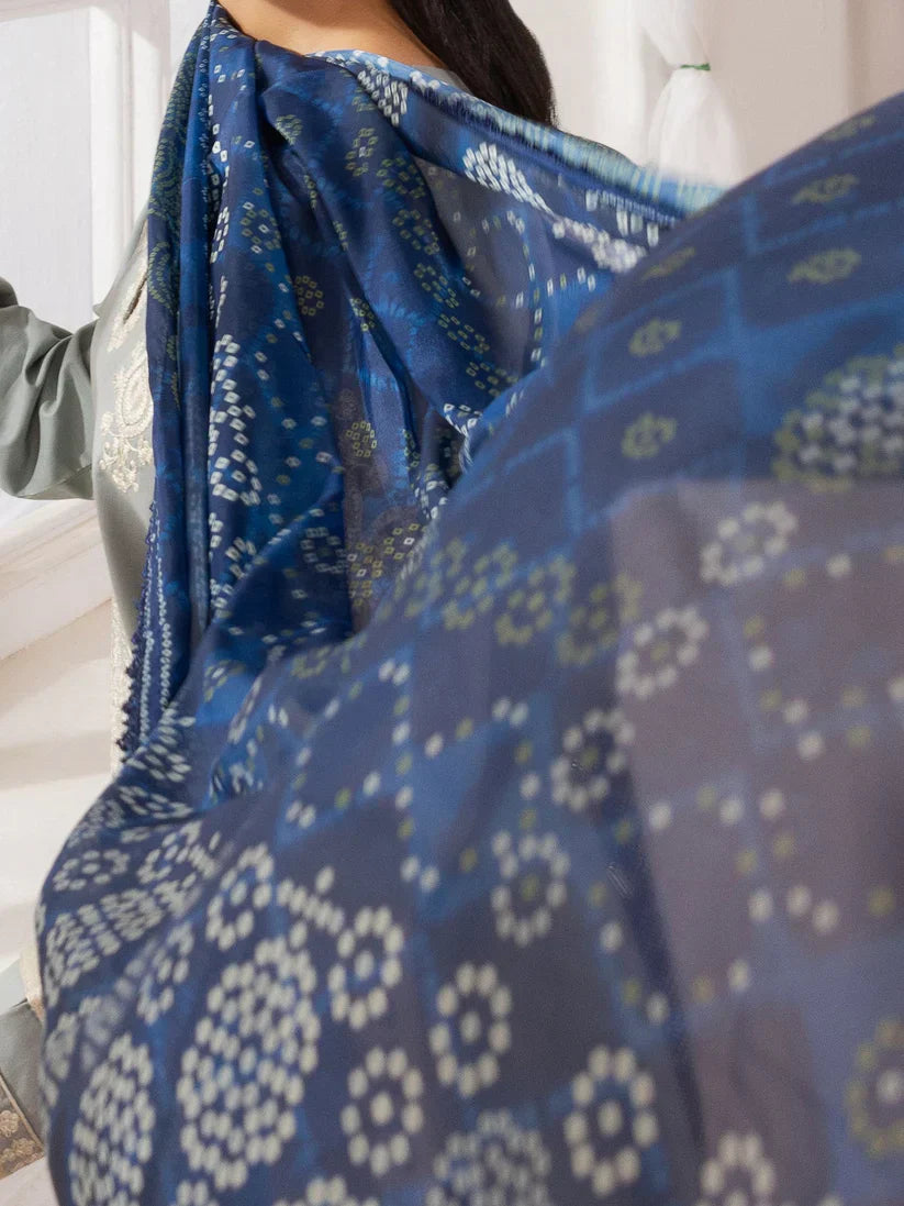 Grace S1274-Embroidered 3pc Lawn Dress With Printed Munar Dupatta.