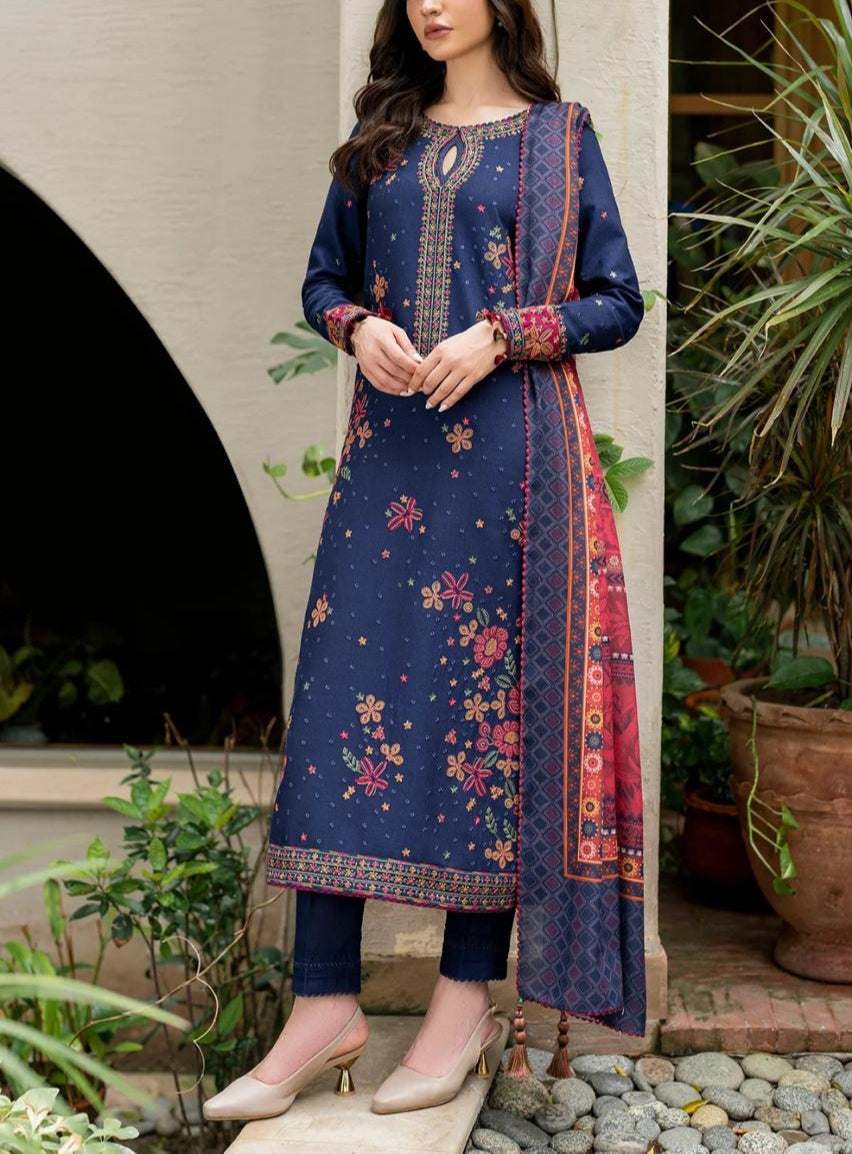 Grace S966-Embroidered 3PC Lawn Dress With Printed Munar Dupatta.