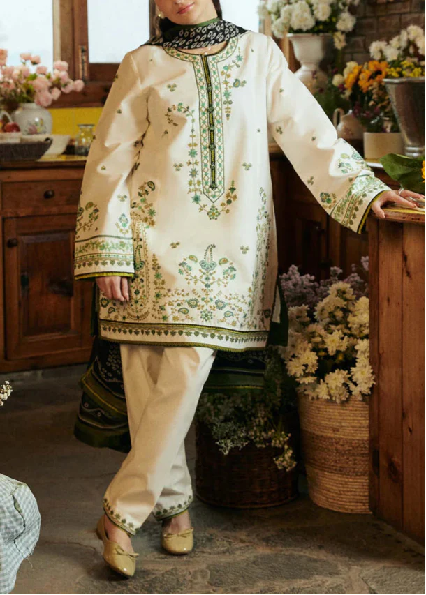 Grace S1231-Embroidered 3pc Lawn Dress With Printed Munar Dupatta.