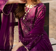 Grace S1508 - Embroidered 3pc Lawn Dress With Embroidered Chiffon Dupatta.
