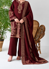 Grace W1125 - Embroidered 3pc Marina Dress With Embroidered Marina Shawl.