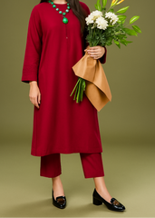 C-S 016- STITCHED 2PC DHANAK CO-ORD SET.