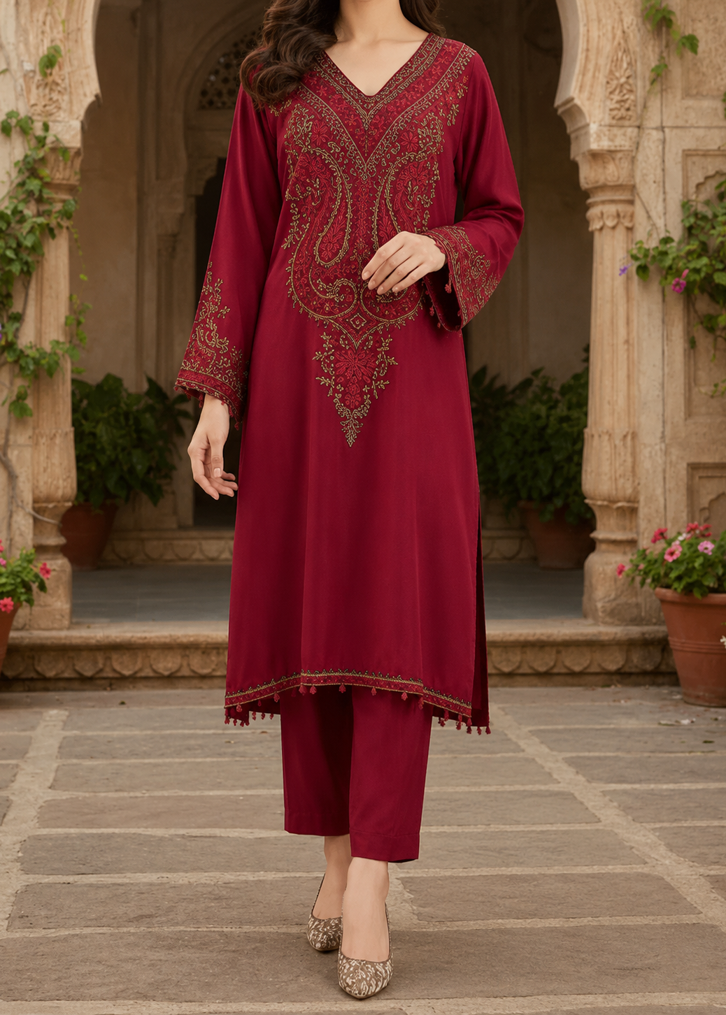Grace S1523 -Embroidered 2pc lawn dress.