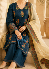Grace S1497 - Embroidered 3pc Lawn Dress With Embroidered Chiffon Dupatta.