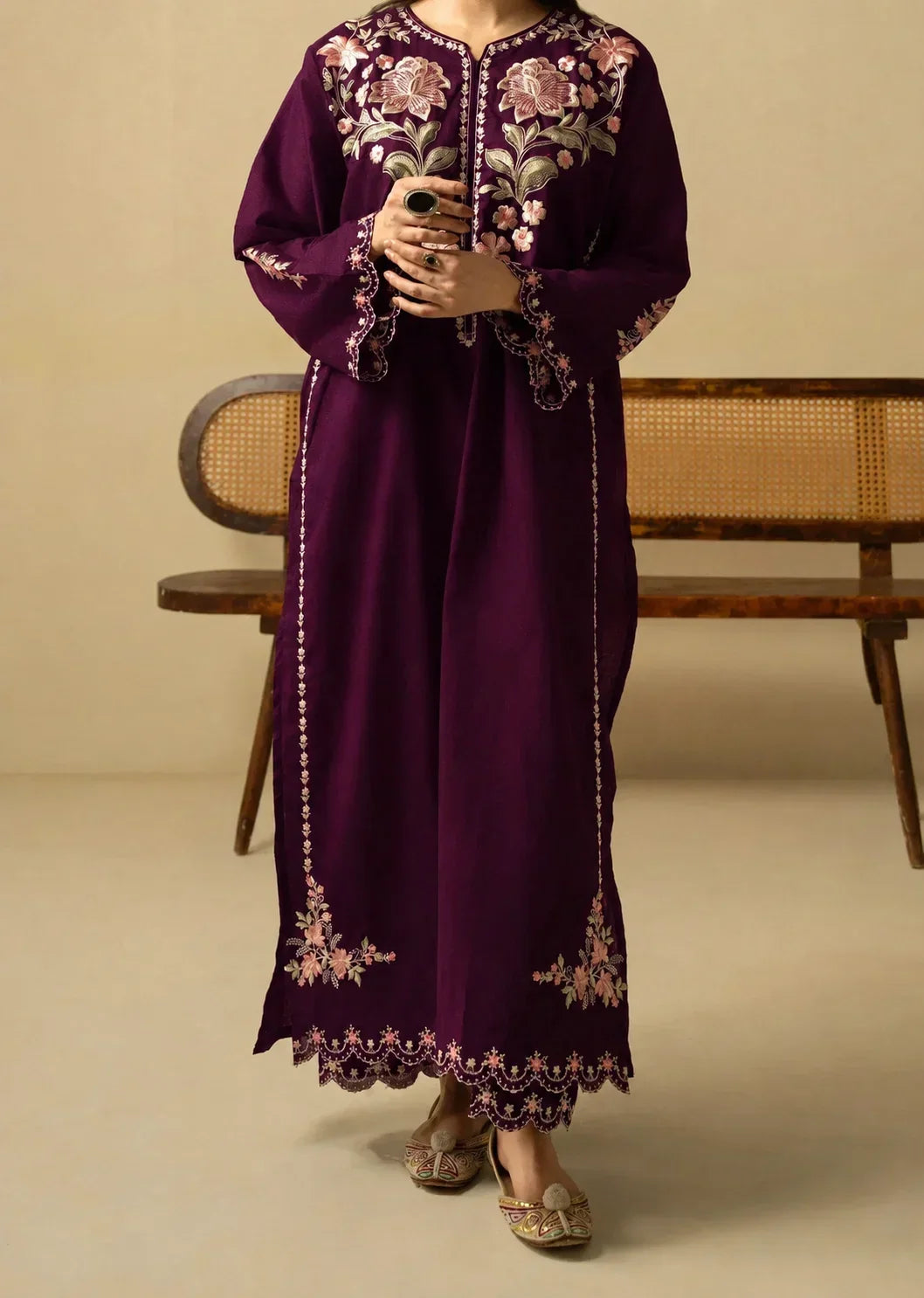 Grace Z-(W1034) - Stitched Embroidered 2pc Marina Dress.