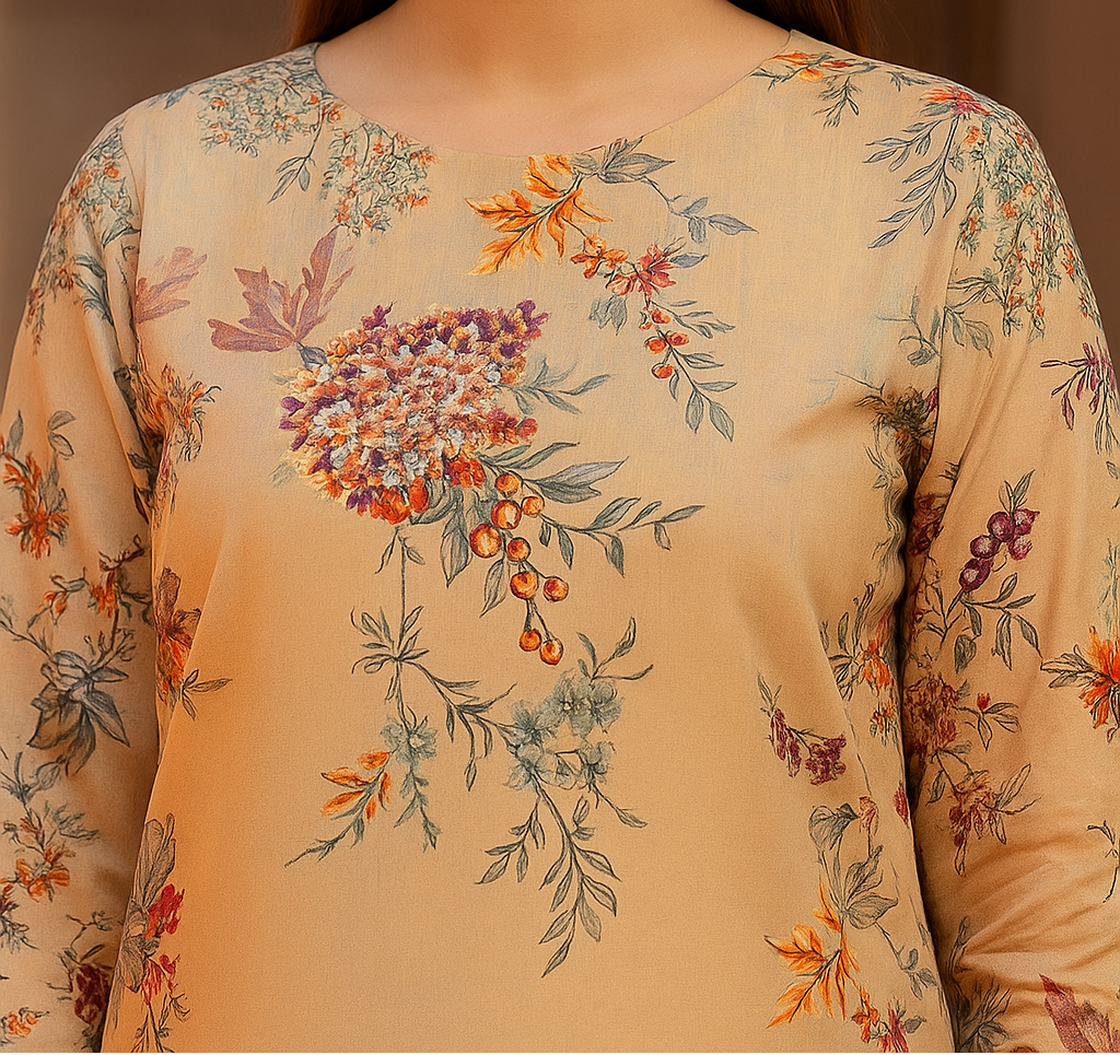 Grace W796-Digital Printed 2pc Linen Dress.