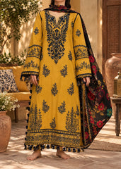 Grace Z-(W1074) - Stitched Embroidered 3pc Marina Dress With Printed Shawl.