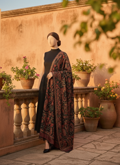 Sarinnah D13 Black - Formal heavy Embroidered Karandi Shawl