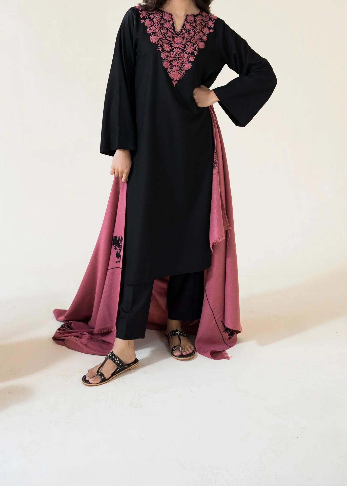 Grace W935-Embroidered 3pc Marina Dress With Embroidered Marina Shawl.