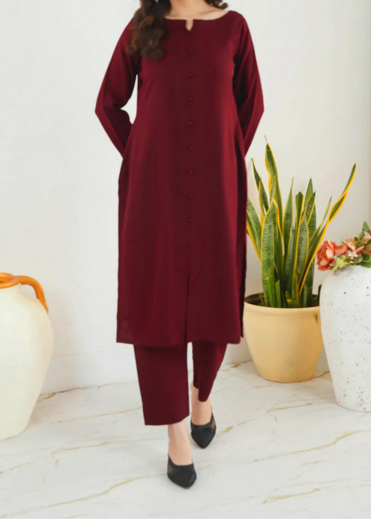 C-S 024- STITCHED 2PC DHANAK CO-ORD SET.