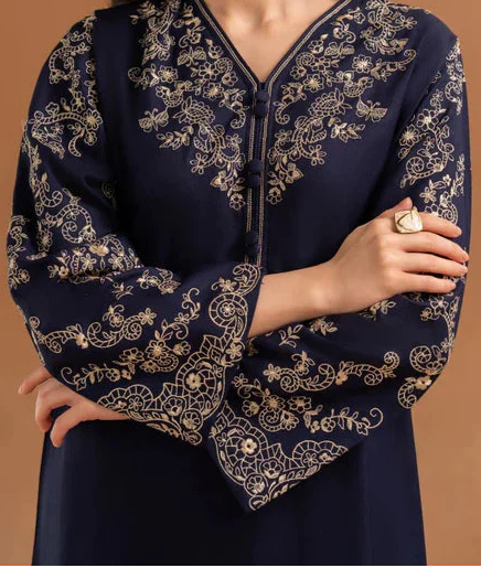 Grace W686- Embroidered 2pc Linen dress