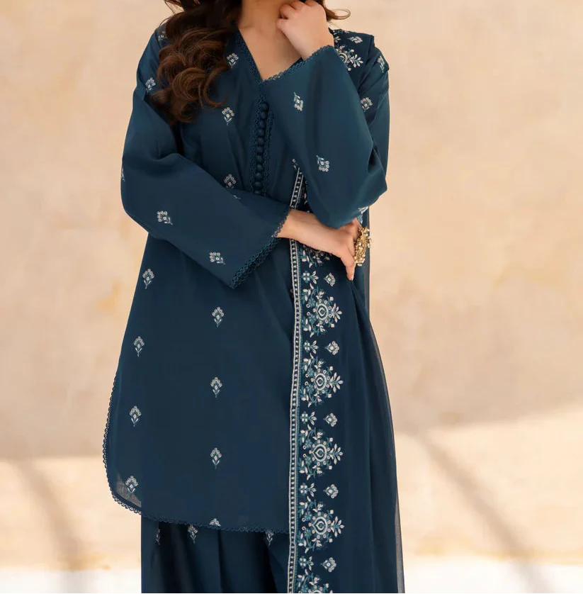 Grace S1434 - Embroidered 3pc Lawn Dress With Embroidered Chiffon Dupatta.