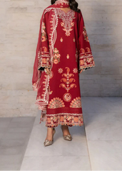 MISK 01 - Embroidered 3pc Lawn Dress With Embroidered Chiffon Dupatta.