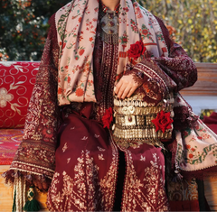 Grace W691-Embroidered 3pc Marina Dress With Printed Shawl