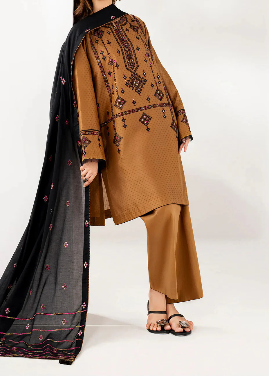 Grace W982-Embroidered 3pc Marina Dress With Embroidered Chiffon Dupatta.