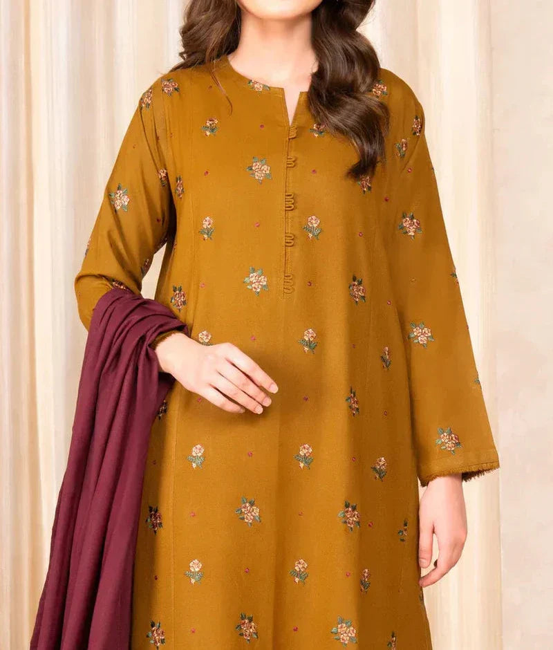Grace Z-(W553)- Stitched Embroidered 3PC Marina Dress With Embroidered Marina Shawl.