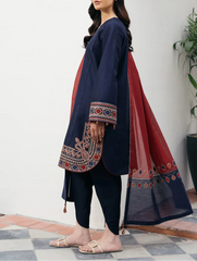 Grace S1214-Embroidered 3pc Lawn dress with Printed Munar Dupatta.