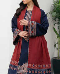 Grace S1214-Embroidered 3pc Lawn dress with Printed Munar Dupatta.