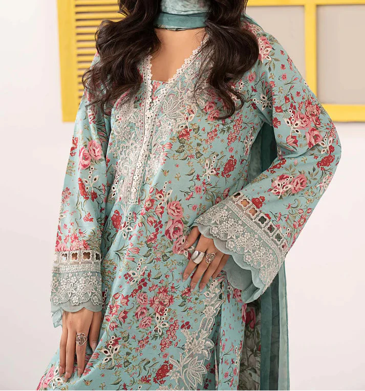 Grace S1367 - Printed & Embroidered 3pc Lawn Dress With Embroidered Sequence Chiffon Dupatta.