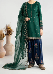 Grace W885-Embroidered 3pc Marina Dress With Embroidered Organza Dupatta.