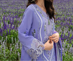 Grace S1405 - Embroidered 3pc Chikankari Lawn Dress With Printed Voile Dupatta.