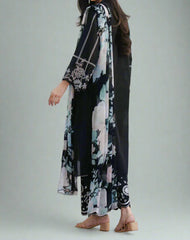 Grace W740-Embroidered 3pc Marina Dress With Printed Shawl.